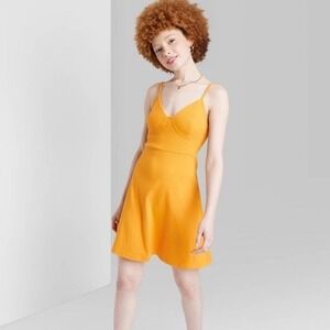 NWT Wild Fable Orange Ribbed Spaghetti Strap Mini‎ Dress Size S